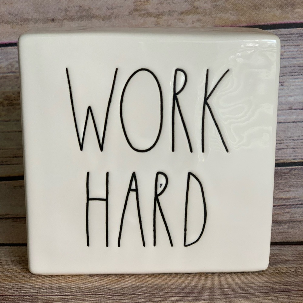 RAE DUNN BE BRAVE/WORK HARD Doublesided Block Sign